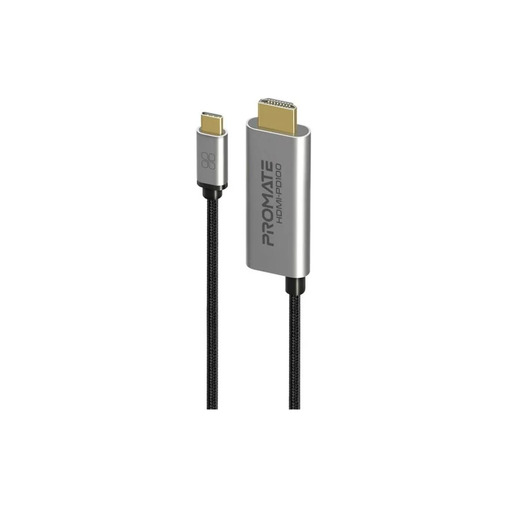 Кабель Promate HDMI-PD100 USB-C to HDMI/USB-C in 1.8 м (hdmi-pd100.grey)