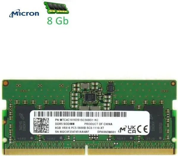 Модуль пам’яті Micron SODIMM 8GB (1x8) DDR5 5600 MHz (MTC4C10163S1SC56BD1)