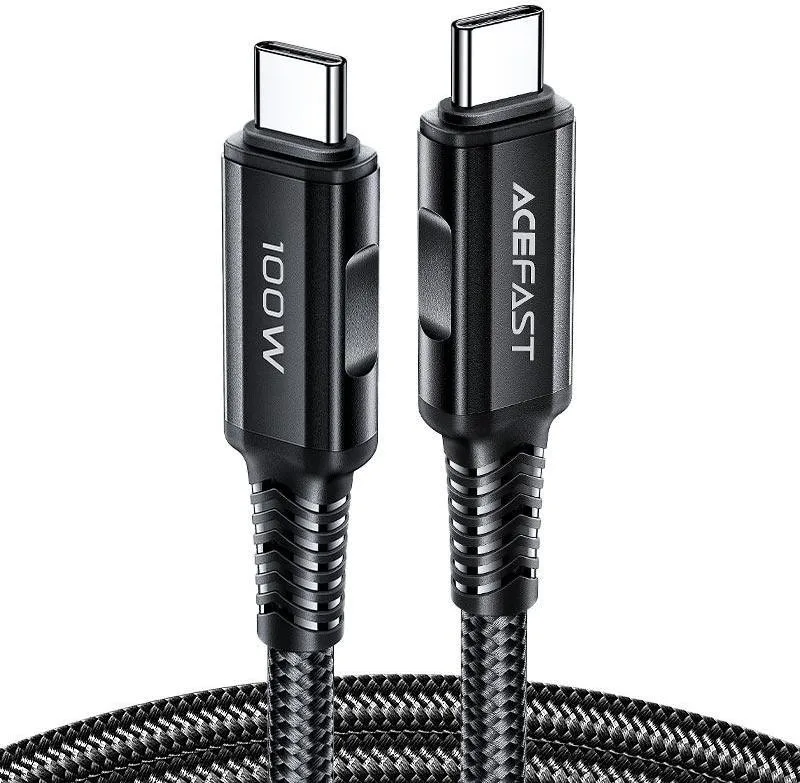 Кабель ACEFAST C4-03 Type-C to Type-C 5A, 100W, 2m, nylon, zinc connectors, Black (AFC4-03B)