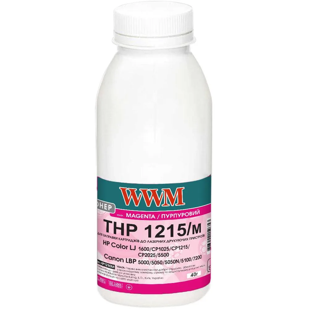Тонер WWM THP 1215/m для HP CLJ CP1215/CP1515/CM1312 бутыль 40г Magenta (HP1215M)