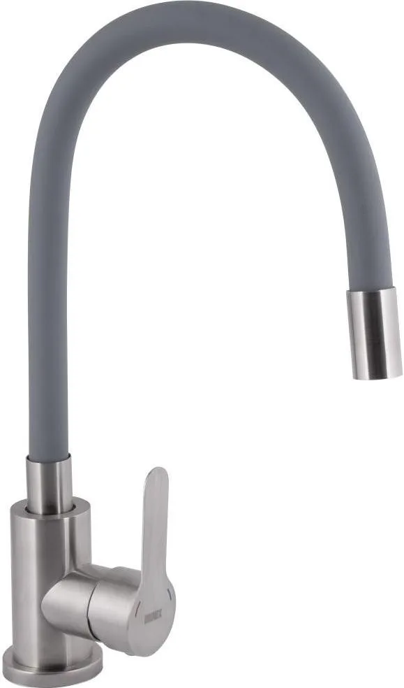 Змішувач для кухні Brinex Pure 015F3 з гнучким виливом Nickel/Grey BRIPUR015F3NKG