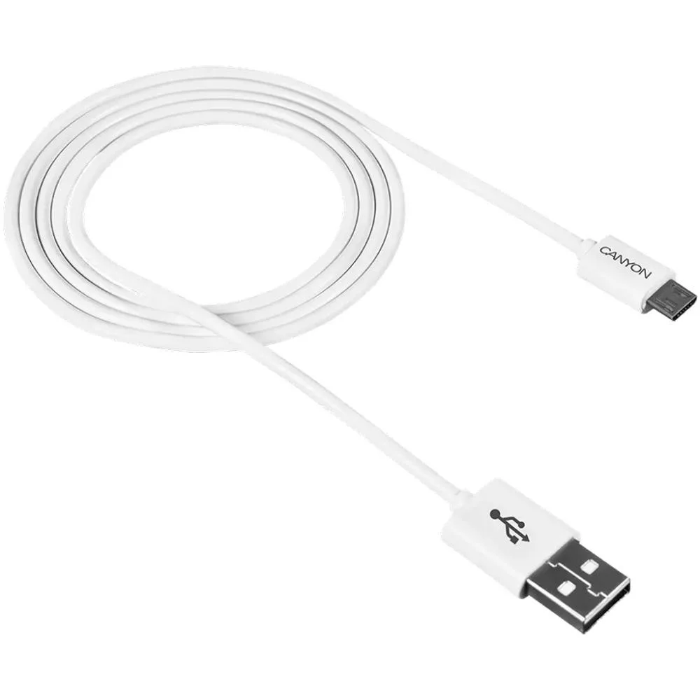 Кабель Canyon USB 2.0 AM to Micro USB 1.0m White (CNE-USBM1W)