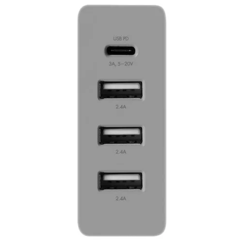 Мережевий зарядний пристрій Macally Wall Charger 3xUSB 2.4A and USB-C 3A White (HOME72UC-EU)