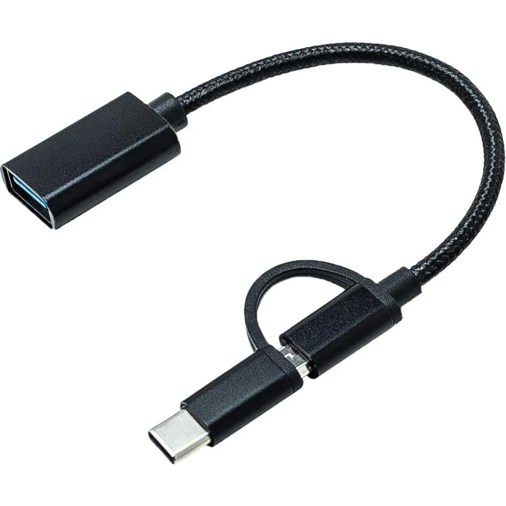 Перехідник OTG AC-150 2in1 USB 3.0 - MicroUSB USB Type-C Black XoKo (AC-150-BK)