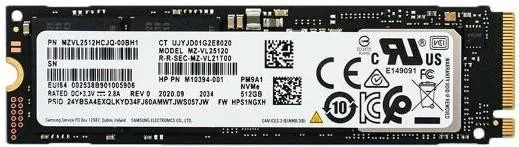 Накопичувач SSD Samsung PM9A1 512GB (MZVL2512HCJQ-00B00, MZVL2512HDJD-00B07)
