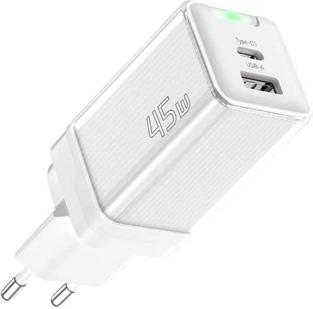 Мережевий зарядний пристрій Essager Zhiqi 45W GaN Travel Charger A+C EU white (ECTCA-ZQB02-Z) (ECTCA-ZQB02-Z)