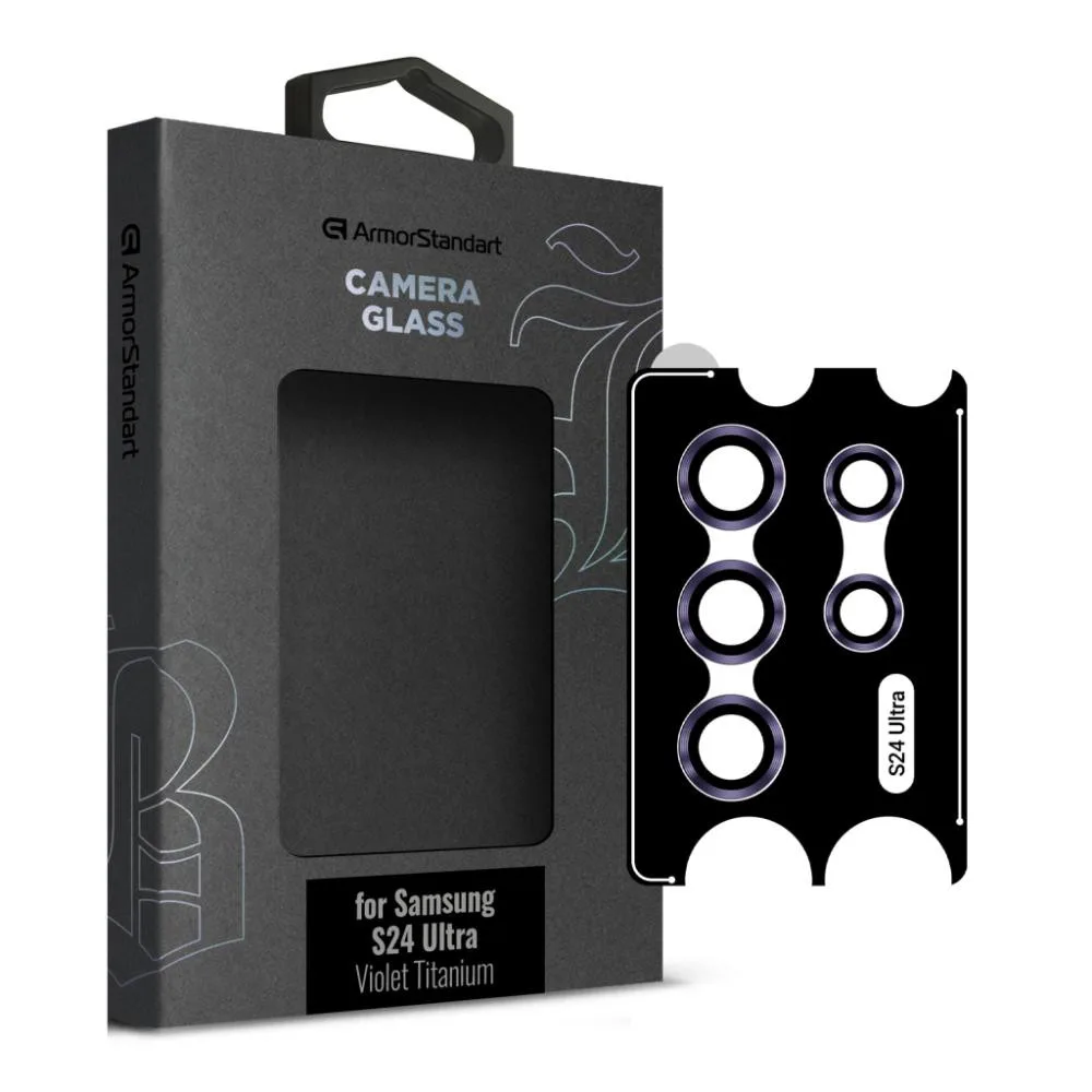 Захисне скло для камери ArmorStandart Supreme Black Icon для Samsung S24 Ultra Violet Titanium (ARM76605)