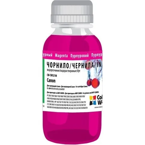Чорнило ColorWay Canon CL-41/38/411/511/CLI-8/426/521 Magent (CW-CW521M01)
