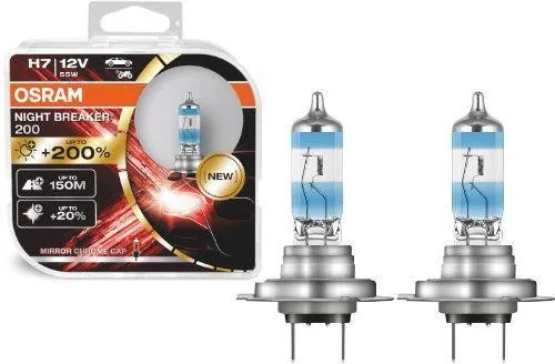 Комплект галогенових ламп OSRAM 64210NB200-HCB H7 Night Breaker +200% 12V 55W PX26d HardDuopet