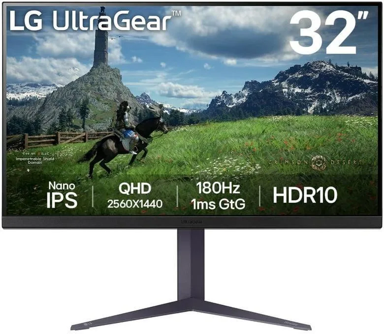Монітор LG 31.5" 32GS85Q-B 2xHDMI, DP, USB, Audio, NanoIPS, 2560x1440, 180Hz, 1ms, DCI-P3 98%, G-SYNC, FreeSync, Pivot, HDR10 (32GS85Q-B)