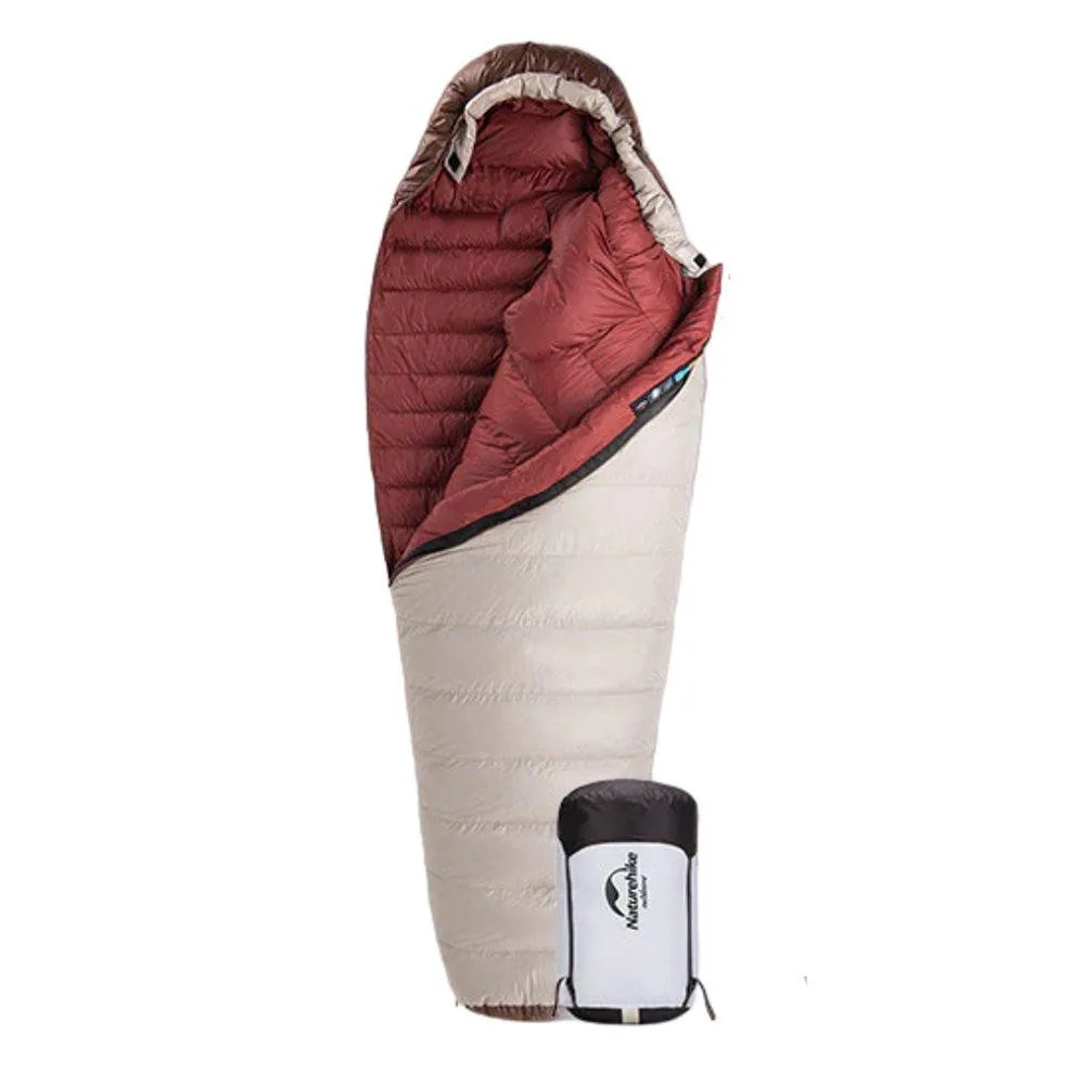 Спальник з натуральним пухом Naturehike Snowbird NH20YD001, p-р M, коричневий 350 г