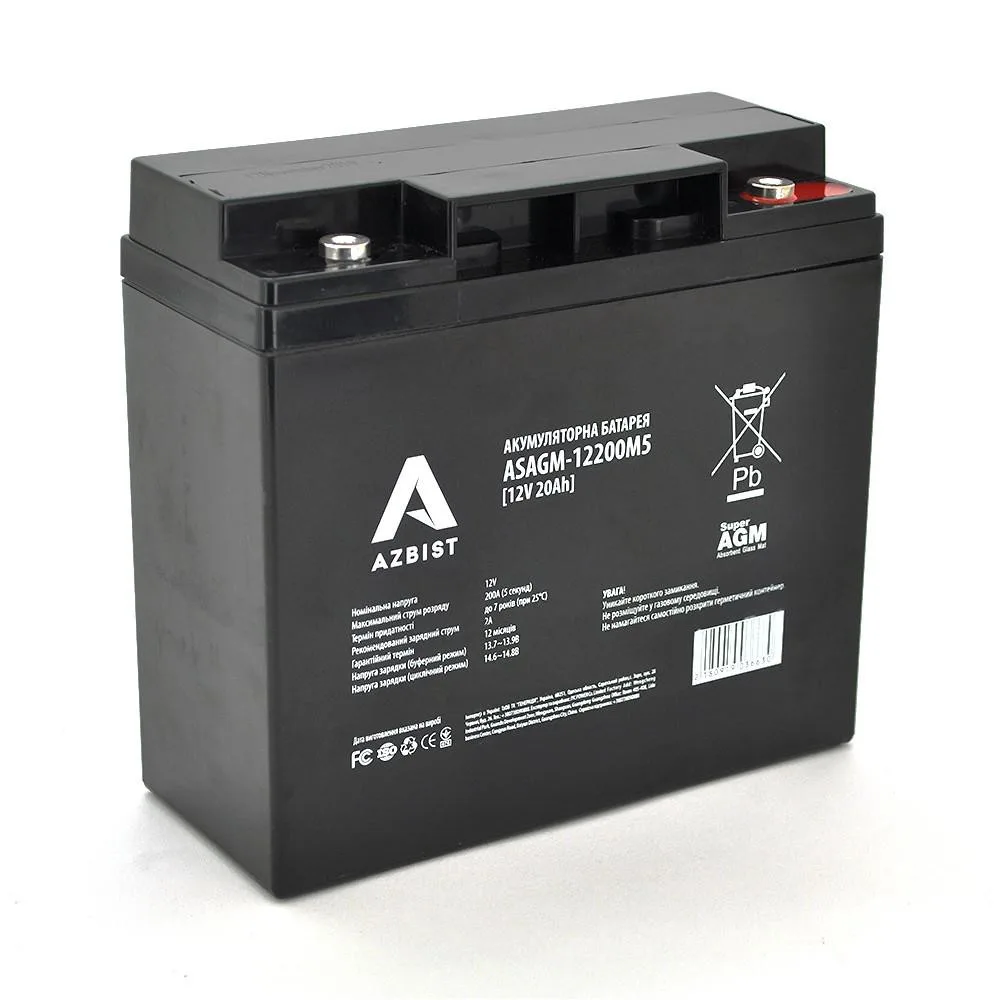 Azbist Super AGM ASAGM-12200M5, Black Case, 12V 20.0Ah