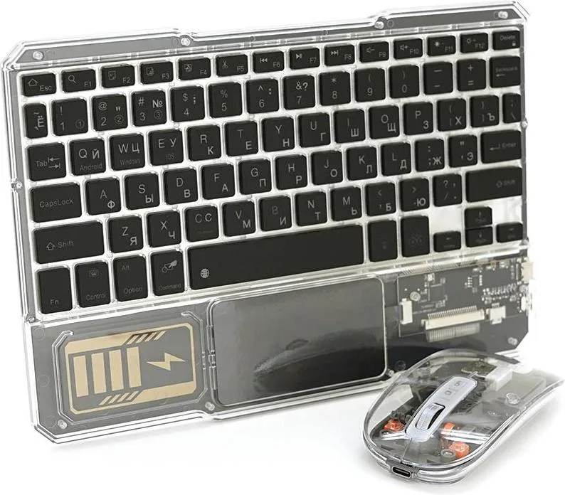 Бездротовий комплект YT-KB333 (KB+Mouse), (Eng / Pyc), 2.4G, 78 клавіш, White/Transparent, Box (Y-38367)