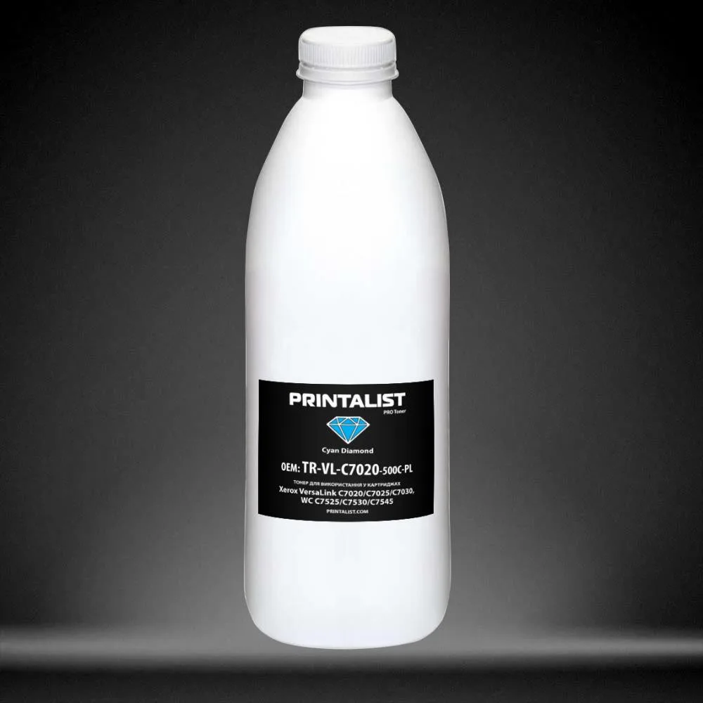 Тонер PRINTALIST для Xerox VersaLink C7020/C7025/C7030, WC C7525/C7530/C7545 бутыль 500г Cyan (TR-VL-C7020-500C-PL)