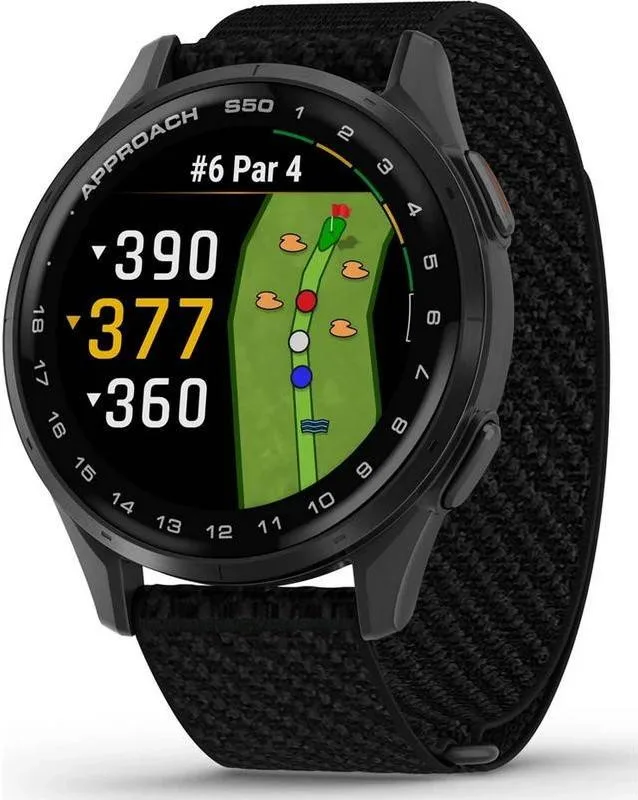 Смарт-годинник Garmin Approach S50 Slate Aluminum Bezel with Black ComfortFit Nylon Band (010-03010-00)