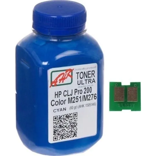 Тонер+чип АНК для HP CLJ Pro 200/M251/M276n ( тонер АНК, чип АНК) бутыль 60г Cyan (1505158)
