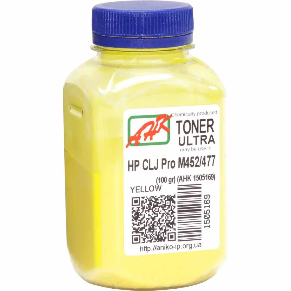 Тонер АНК для HP CLJ Pro M452/477 бутыль 100г Yellow (1505169) ULTRA COLOR