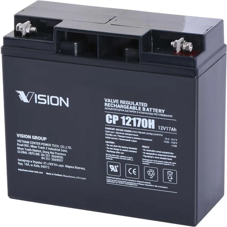 Акумуляторна AGM батарея до ДБЖ Vision CP 12V 17Ah CP12170HD (17 Аг, 167х77х181 мм)
