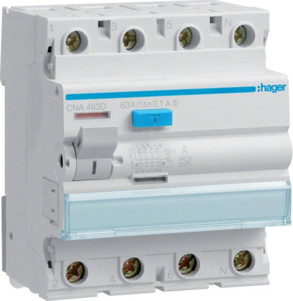 Hager 4P 6kA 63A 100mA A S (CNA463D)