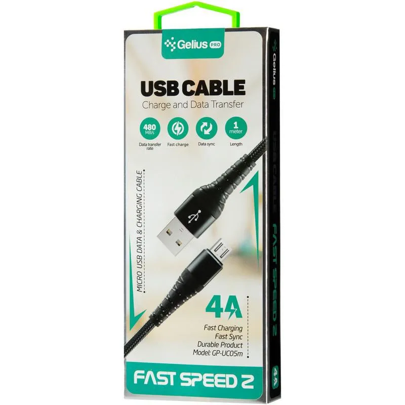 Кабель Gelius Pro Fast Speed 2 GP-UC05m MicroUsb Black