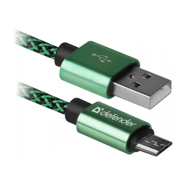 Дата кабель USB 2.0 AM to Micro 5P 1.0m USB08-03T green Defender (87804)