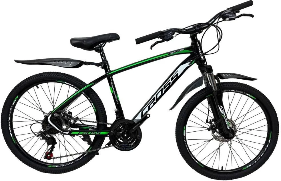Велосипед 24 CrossBike Tracker 2024 15 черный-зеленый 24СTA-000008