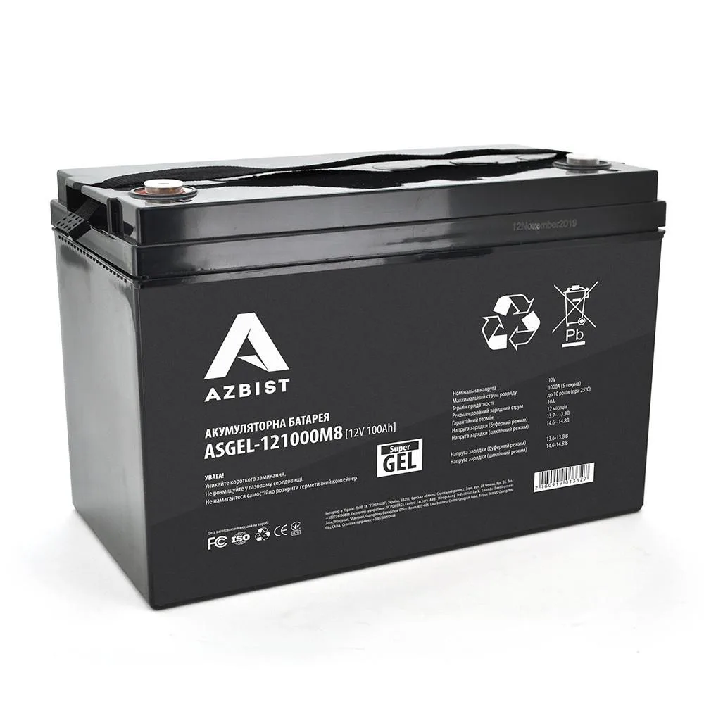 Azbist Super GEL ASGEL-121000M8, Black Case, 12V 100Ah