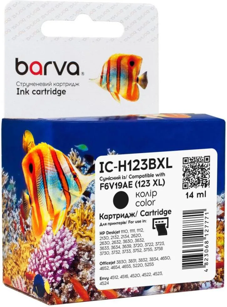 Картридж Barva HP 123XL black/F6V19AE, 14 мл (IC-H123BXL)