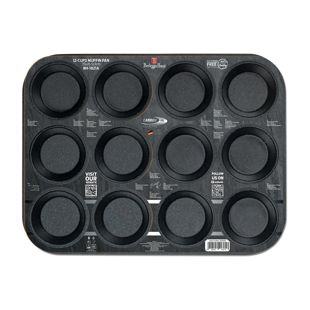Форма для 12 мафінів Berlinger Haus Metallic Line Carbon Pro Edition (BH-1821) (M-BH-1821)