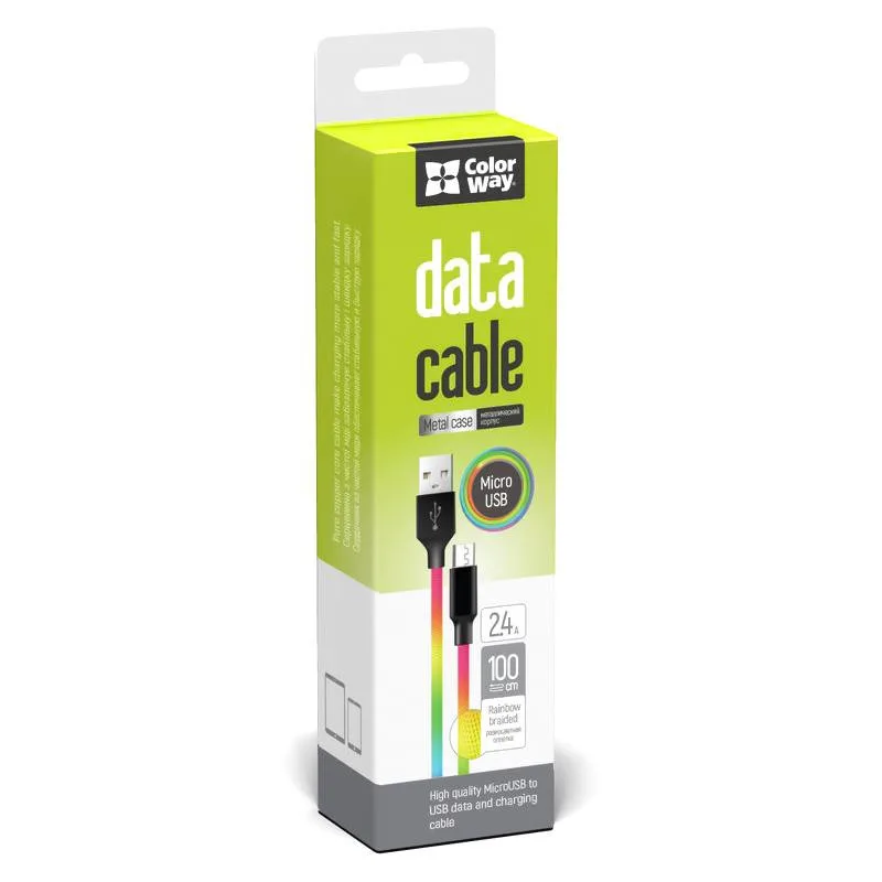ColorWay USB 2.0 AM to Micro 5P 1.0m multicolor (CW-CBUM017-MC)