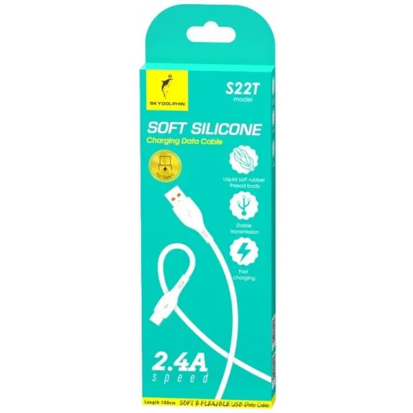 SkyDolphin S22T Soft Silicone USB - USB Type-C 1м, White (USB-000602)