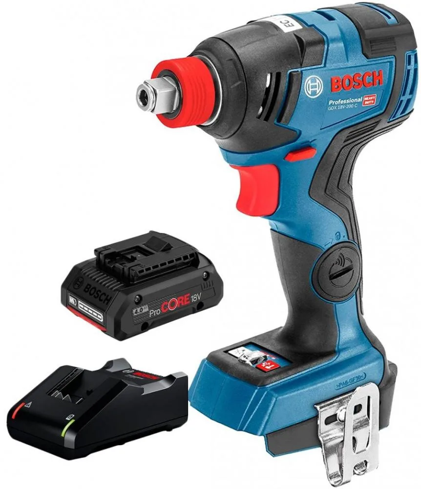 Акумуляторний гайковерт Bosch GDX 18V-200 C, 1 акб ProCore 18V 4.0 Ah, ЗУ GAL 18V-40 (0615990M46)