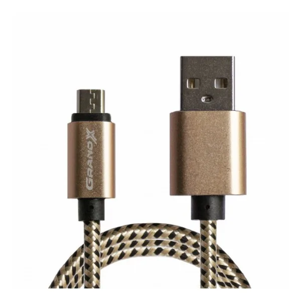 Дата кабель USB 2.0 AM to Micro 5P 1.0m Brown/Yellow Grand-X (FM-08BY)
