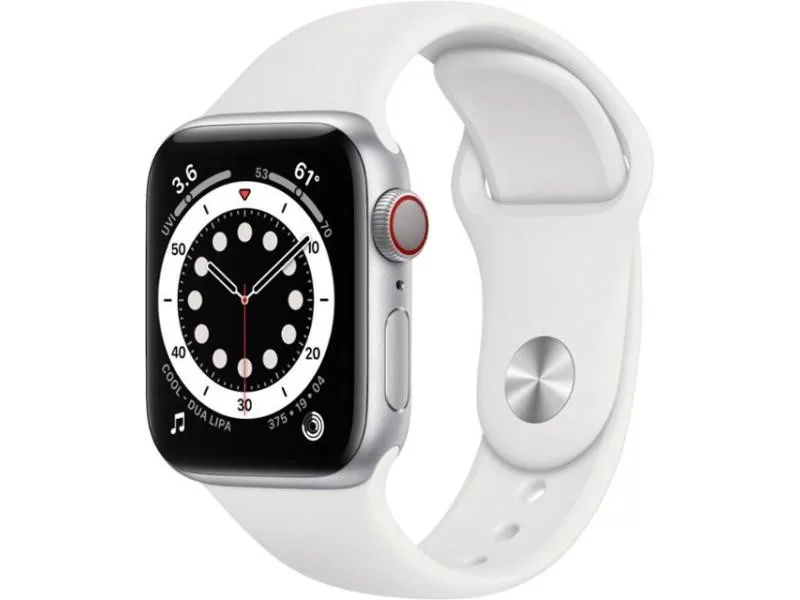 Смарт-годинник Apple Watch Series 6 GPS + Cellular 40 мм сріблястий алюмінієвий корпус з. White Sport B. (M02N3)