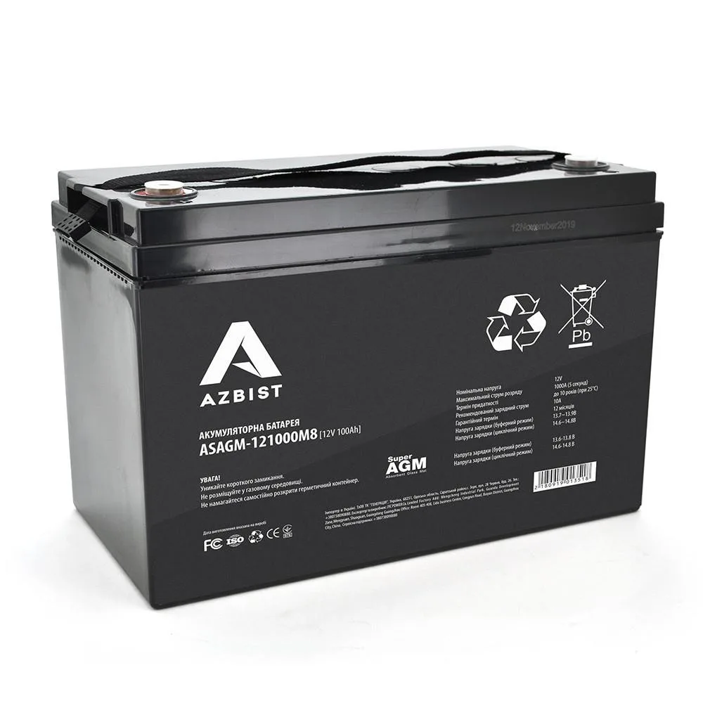 Azbist ASAGM-121000M8, 12V 100Ah Black
