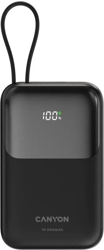 Батарея універсальна Canyon 10000mAh OnPower 101 PD/22.5W built-in cable Black (CNS-CPB101BK)