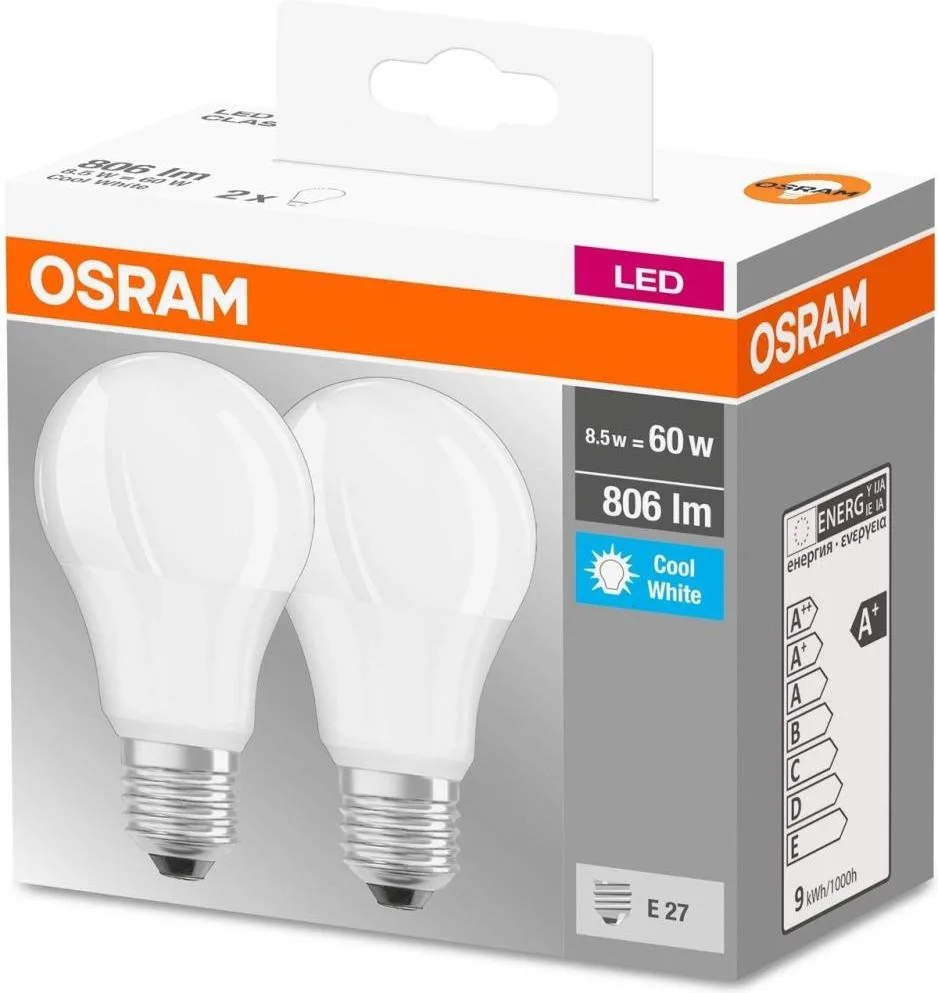 Osram Led A60 8,5W 806Lm 4000K E27 2 шт. (4058075152670)
