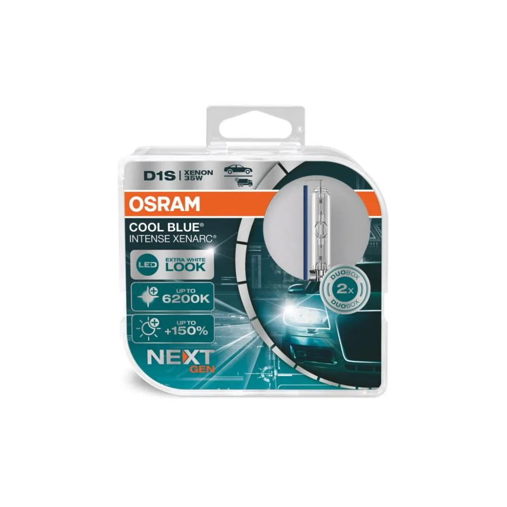 Комплект ксенонових ламп Osram D1S 35W PK32d-2 Cool Blue Intense Next Gen +150% 1 лампа (66140CBN-HCB)