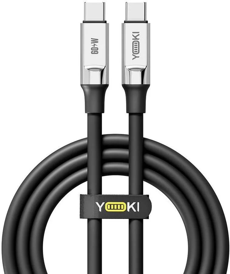 Кабель YOKI ULTRA Type-C to Type-C 60W 1.2m Black (YK-CAUL614M2)