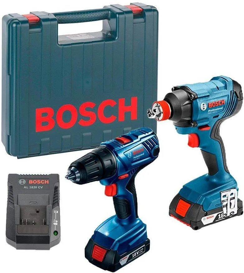 Акумуляторний набір Bosch Professional гайковерт GDX 180-LI + шуруповерт GSR 180-LI у кейсі, 2 GBA 18В 2x1.5Ач Li-Ion (06019G5222)