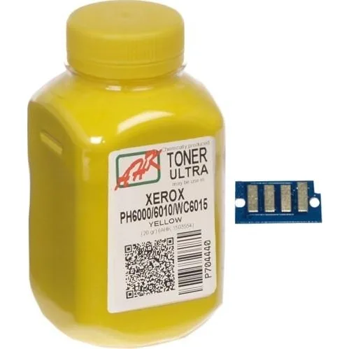Тонер+чіп АНК для Xerox Phaser 6000/6010 ( тонер АНК, чіп АНК) бутль 20г Yellow (1500258) регіон 2 та 4