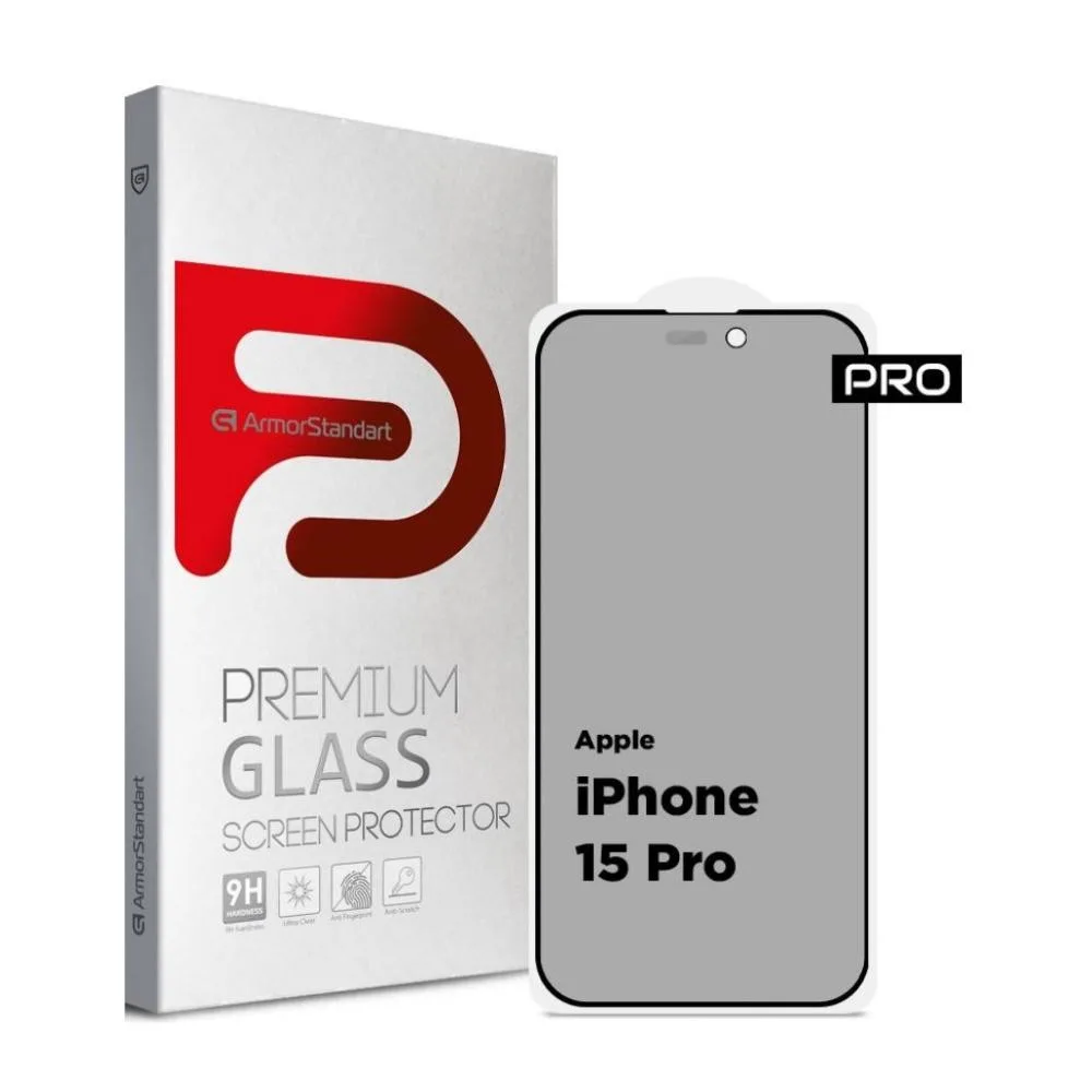Захисне скло для смартфона ArmorStandart Pro Anti-spy Matte для Apple iPhone 15 Pro Black (ARM73170)