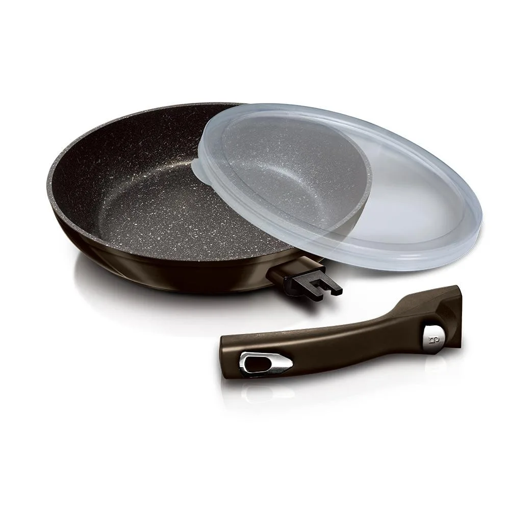 Сковорода з знімною ручкою 24 см Berlinger Haus Metallic Line Shiny Black Collection (BH-7156) (M-BH-7156)