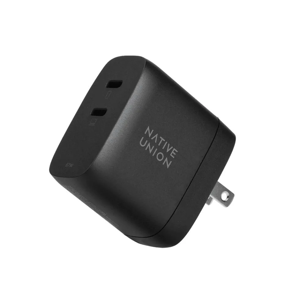 Мережевий зарядний пристрій Native Union Fast GaN Charger PD 67W Dual USB-C Port Black (FAST-PD67-BLK-INT)