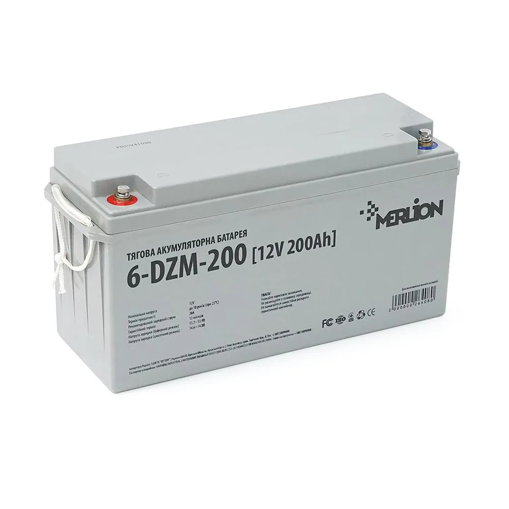 Тягова акумуляторна батарея AGM MERLION 6-DZM-200, 12V 200Ah М8 (495*165*230), Q1 (Y-26408)