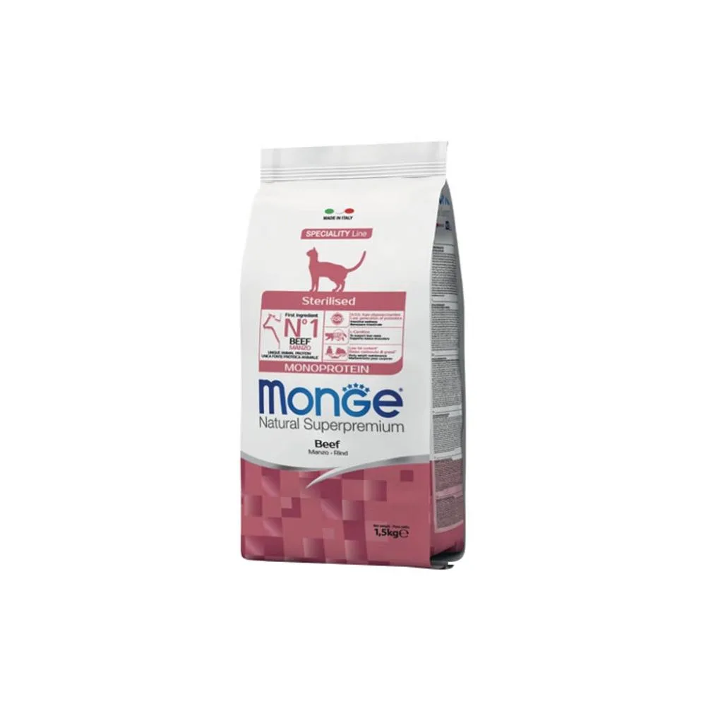 Monge Cat Sterilised Manzo сухий корм з яловичиною для стерилізованих котів 1.5 кг