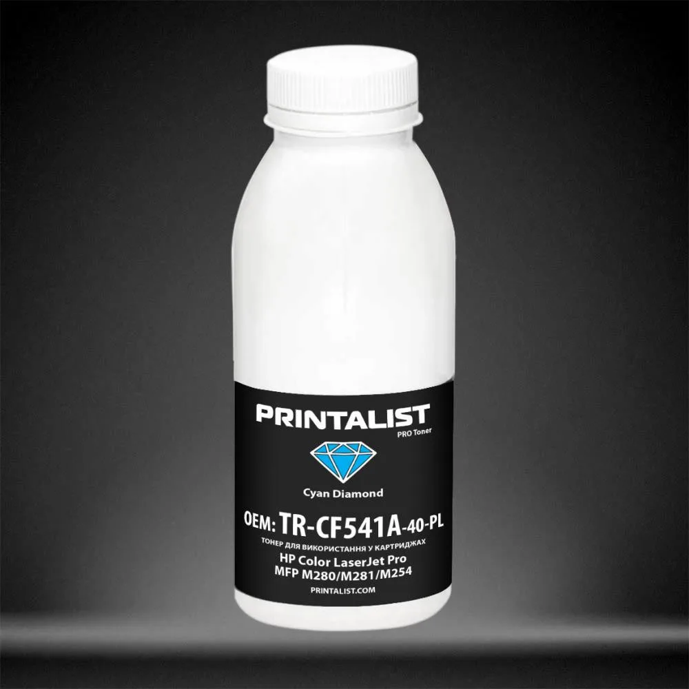 Тонер PRINTALIST для HP CLJ Pro MFP M280/M281/M254 бутыль 40г Cyan (TR-CF541A-40-PL)