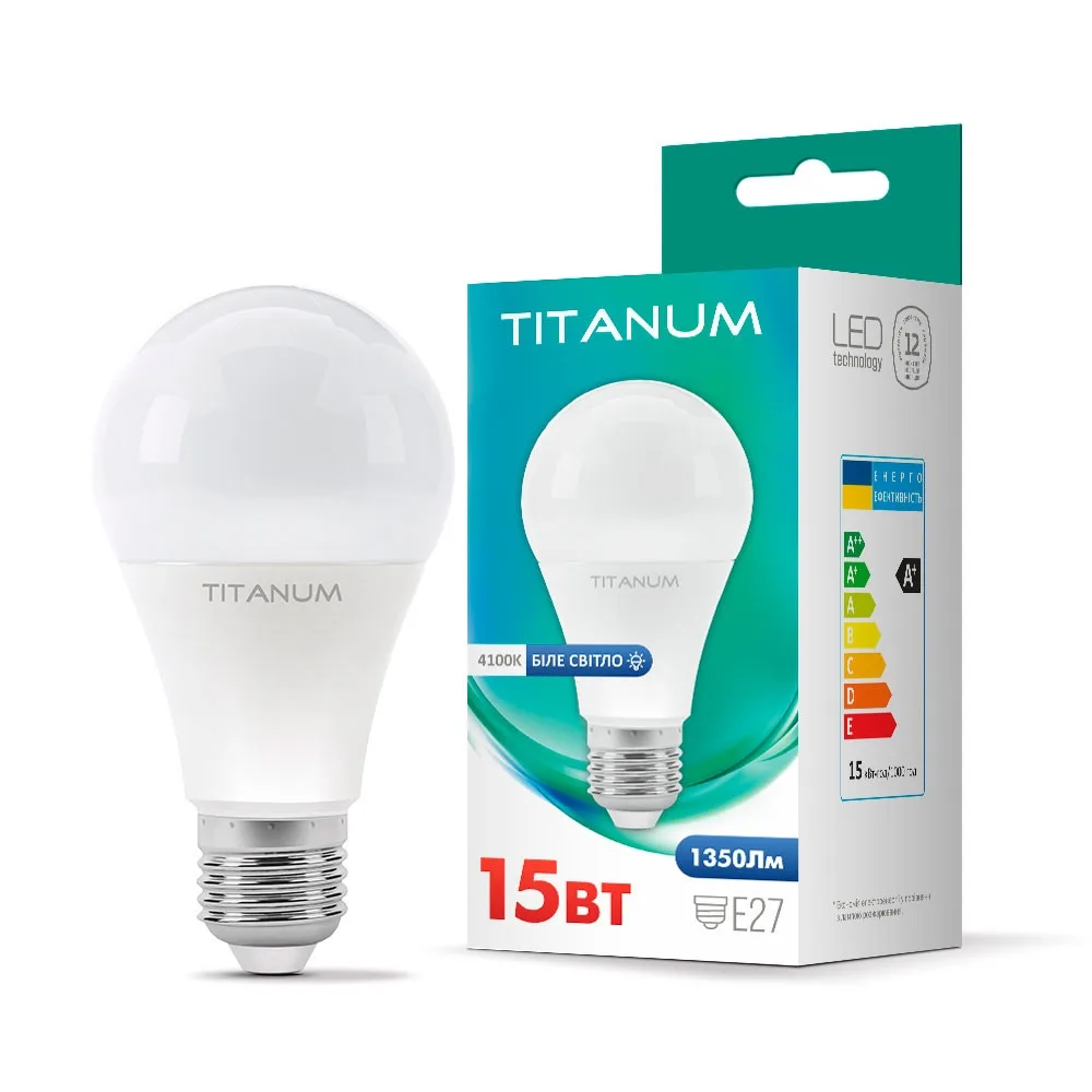 Лампочка TITANUM A65 15W E27 4100K 220V (TLA6515274)