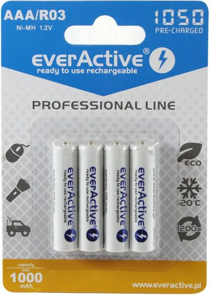 Акумулятор everActive AAA/HR03 Ni-MH 1050mAh BL 4шт (EVHRL03-1050)