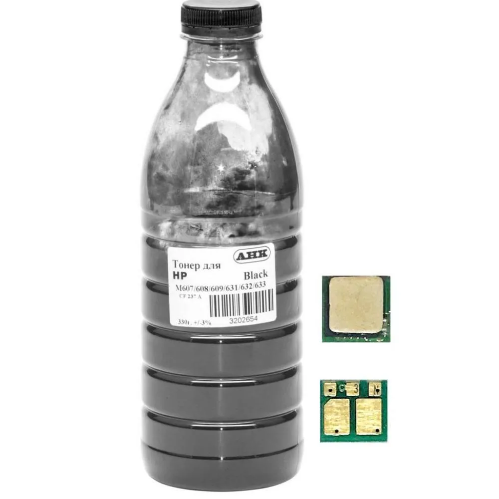 Тонер+чип АНК для HP LJ M607/608/609 ( тонер АНК, чип АНК) бутль 330г Black (3202743)